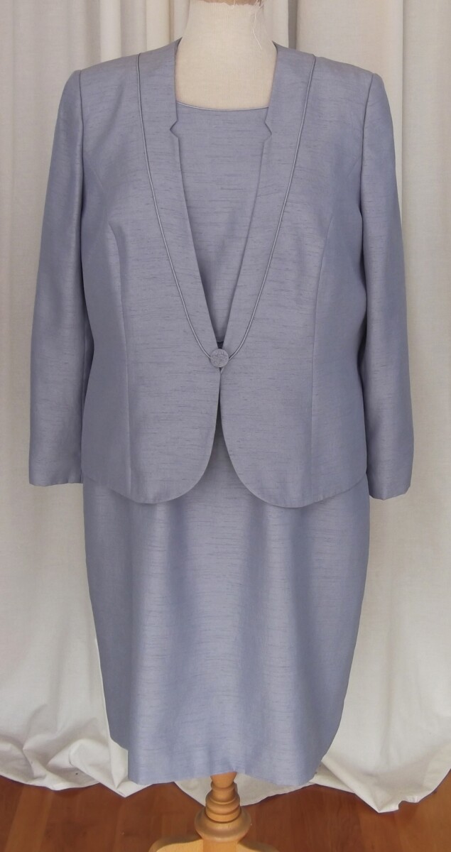 HAZY DAYS RANGE ARCTIC BLUE SHANTUNG SHIFT DRESS & ARCTIC BLUE SHANTUNG NOTCH NECK JACKET