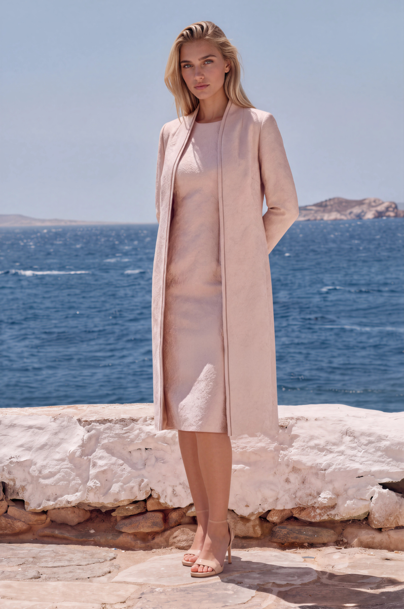 BRAND NEW WITH TAGS JACQUES VERT COLLECTION ROSE JACQUARD COAT EMBOSSED PATTERN MATCHING ROSE JACQUARD SHIFT DRESS